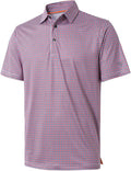 Men's Golf Polo Shirts Short Sleeve Striped Performance Moisture Wicking Dry Fit Golf Shirts for Men