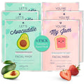 SpaLife Let’s Avocuddle & You're My Jam Face Masks 6 Pack Bundle - Avocado and Strawberry Extract Infused Sets for Hydration and Glow - The Ideal Valentine's Day Skincare Gift Set.
