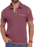 Sailwind Men's Short Sleeve Polo Shirts Casual Summer Classic Collared Golf Shirt with Pocket