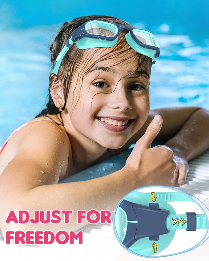 Kids Swim Goggles,Swimming Goggles for Kids 6-14, Anti-Fog UV Protection Pool Glasses for Boys Girls