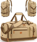 Gym Bag for Men and Women with Shoe & Laptop Compartment, 3-in-1 Sports Travel Duffel Bag Anti-Theft Weekender Carry-On Backpack for Airplane & Workout, Overnight Travel Bag,35L (Khaki, Medium)