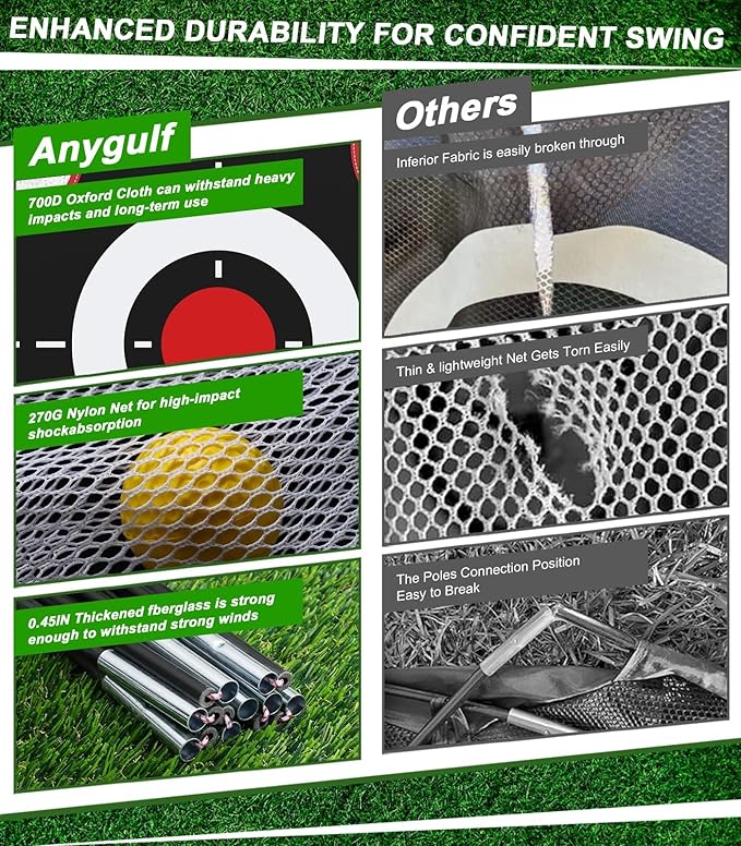 Golf Net, 10x7FT Golf Practice Net with Tri-Turf Mat for Outdoor Indoor, All-in-One Golf Hitting Aid Nets for Backyard Training Driving Chipping Swing, Gifts for Men/Him/Dad/Golfer