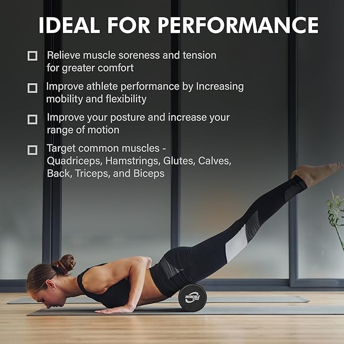 Invincible Fitness EPP Foam Roller for Deep Tissue Massage – Enhance Recovery, Relieve Pain, and Boost Mobility for a Stronger, Healthier You (Black)