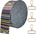 Printed Nylon Webbing Straps 1 1/2 inch 6 Yards Heavy Duty Patterned Fabric Luggage Handle Jacquard Ribbon with Buckle for Backpack Bags-Decorative Supplies-Clothing-Sewing (Bohemian Style)
