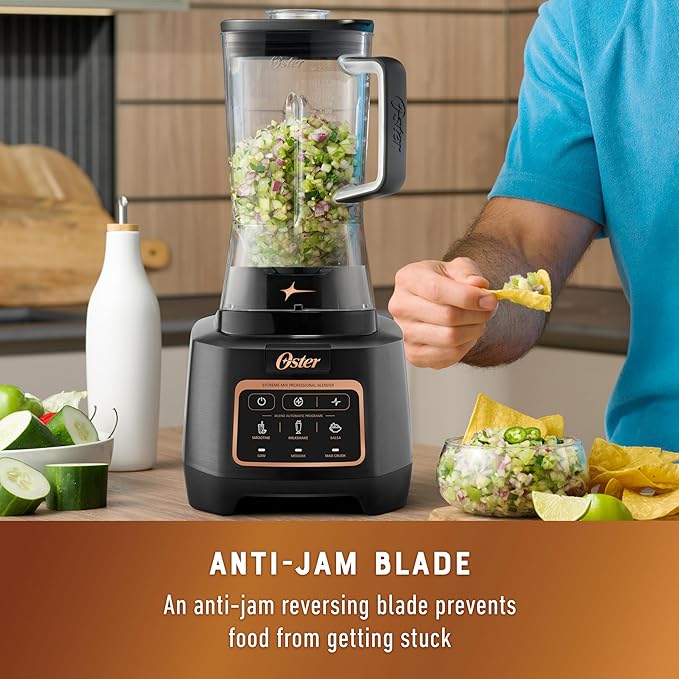 Oster Extreme Mix Blender, 1500 Watt High Speed Blender with 10-Point Blade, 64 oz. with Auto Programs