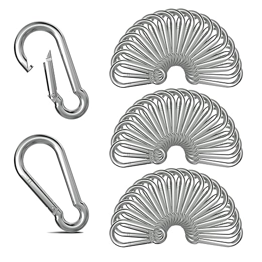 120PCS 3" Spring Snap Hook Carabiners, M8 x 3-1/8inch Heavy Duty Carabiner Clip Galvanized Steel Quick Link Snap Hook, 500LBS Holding Capacity for Swing, Hammock, Hiking, Gym, Travel Camping, Keychain