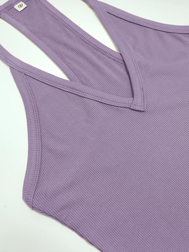 iGENJUN Workout Tops for Women Racerback Basic Tank Summer 2025 Camisole V Neck Slim Fit Ribbed Sleeveless