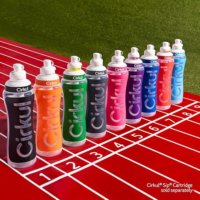 Cirkul 22oz. Black Plastic Grip Squeeze Water Bottle & Sport Lid, BPA-Free, Non-Slip Design for Gym, Biking & Sports