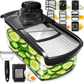 Fullstar Mandoline Slicer for Kitchen, Fruit Cutter, Cheese Grater, Cucumber Slicer, Veggie Spiralizer, Food Cutter & Kitchen Gadgets with Safety Glove (11 in 1, Stainless Steel)
