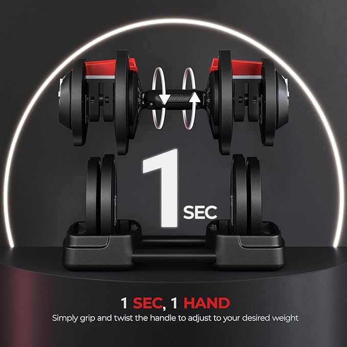 Yaheetech Adjustable Dumbbell Set Free Weight Dumbbells 40lbs/52.5lbs/90lbs Fast Adjust Dumbbells Dumbbell Weight Set, with Tray for Men/Women Strength Training Equipment