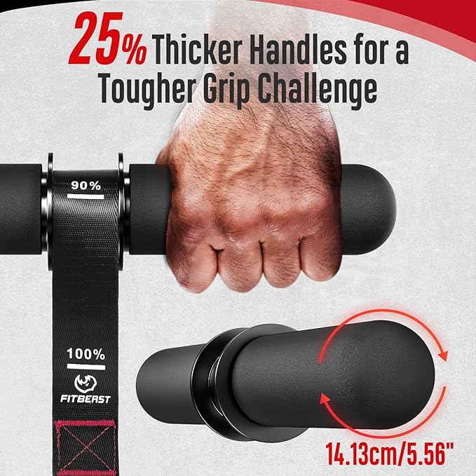 FitBeast Forearm Strengthener & Forearm Exerciser, Wrist Roller with Thicker Handle, Forearm Strength Trainer with Adjustable Strap - Ideal for Grip Strength, Muscle Building, Rehabilitation