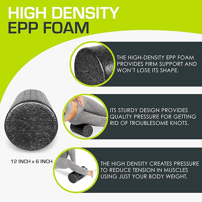 ProsourceFit High Density Foam Rollers 18 to 36 - inches Long, Firm Full Body Athletic Massage Tool for Back Stretching, Yoga, Pilates, Post Workout Muscle Recuperation