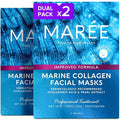 MAREE Collagen Facial Mask with Hyaluronic Acid 2 PACK - Hydrating Face Masks Skincare - Mascarillas Faciales For Women Skin Care - Multicolor, 12 Count