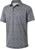 Men's Golf Polo Shirts Short Sleeve Striped Performance Moisture Wicking Dry Fit Golf Shirts for Men