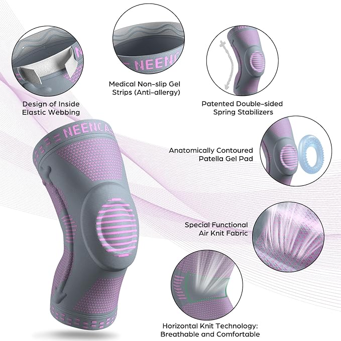 NEENCA Knee Brace for Women & Men, Medical Knee Support with Patella Pad & Side Stabilizers, Knee Compression Sleeve for Knee Pain, Meniscus Tear, ACL, PCL, MCL, Joint Pain, Runner, Workout...