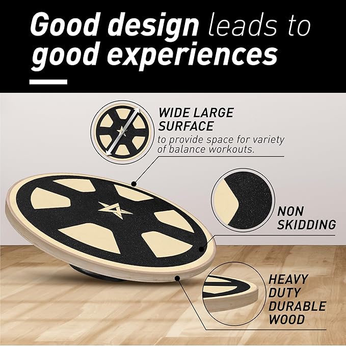 Yes4All Versatile Wooden Wobble Balance Board, Balance Trainer for Mobility Training, Standing Desk, Core Training, Exercise Balance Stability Trainer