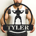 Personalized Gym Metal Sign Custom Workout Room Wall Art, Fitness Center Motivational Garage Decor, Powerlifting Home Gift for Women, Men, Dad, Papa, Grandpa, Mother, Sister, Girls, Family Modern