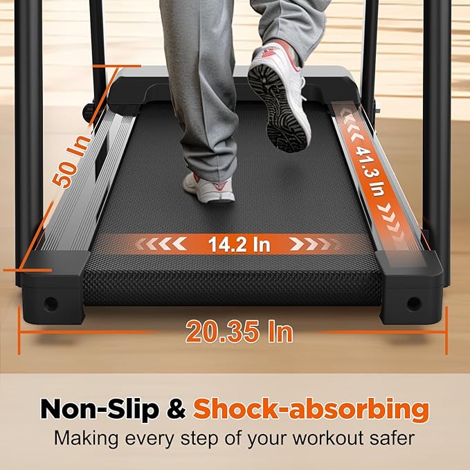FYC Walking Treadmills for Home, Extended Handrails for Recovery Fitness, Portable Foldable Treadmill for Seniors with Optional APP Control, 300 LBS Capacity