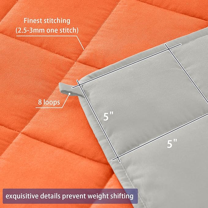 yescool Weighted Blanket for Adults (15 lbs, 48" x 72", Orange) Cooling Heavy Blanket for Sleeping Perfect for 140-160 lbs, Twin Size Breathable Blanket with Premium Glass Bead, Machine Washable