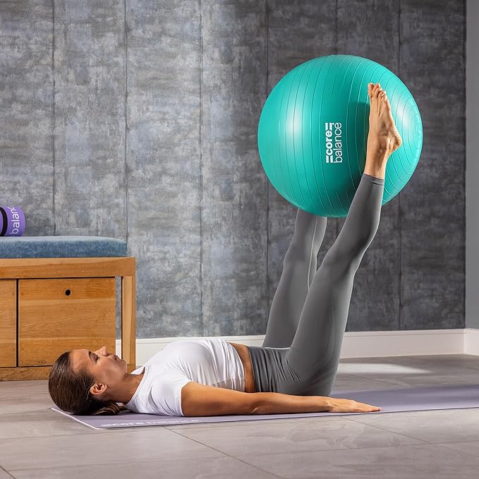 Exercise Ball for Workouts, Anti-Burst and Slip Resistant, Swiss Yoga Ball for Pregnancy, Stability, Fitness and Physical Therapy, 4 Sizes, with Pump