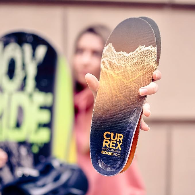 CURREX EdgePRO Insole - Men, Women & Youth Dynamic Support Insole - Shock Absorption, Cushioning, Anatomic Support & Super Grip - For Cross-Country Skiing, Downhill Skiing & Snowboarding
