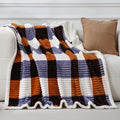 PU MEI Sherpa Blanket Twin Plaid Thick Bed Blanket, 80”*90” Super Soft Flannel Fuzzy Fleece Reversible Velvet Plush Warm Blanket for Couch (Brown Orange Check)