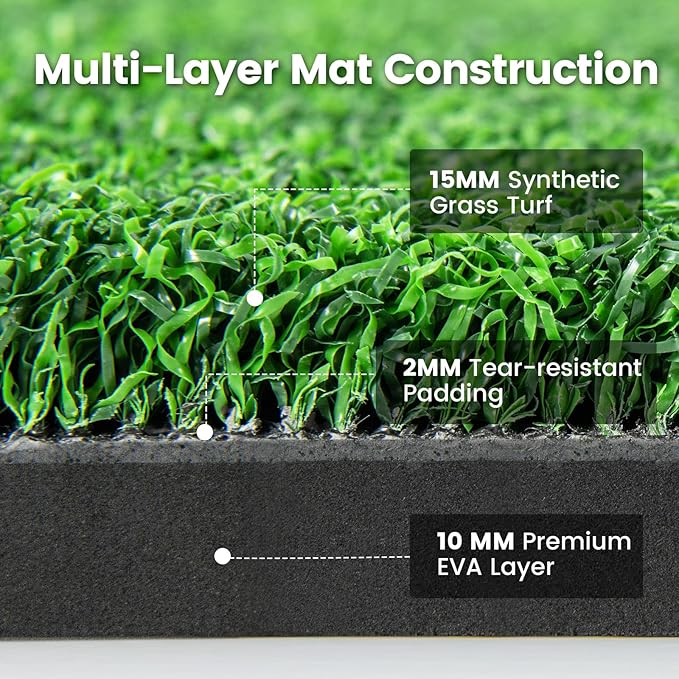 Tangkula Golf Hitting Mat, Artificial Turf Mat for Indoor/Outdoor Golf Practice Includes 2 Rubber Tees & 2 Alignment Sticks, Golf Training Mat for Home Backyard Garage