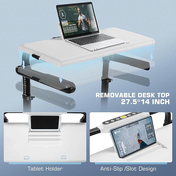 ANCHEER Walking Pad Treadmill with 12% Incline&Adjustable Height, 4 in 1 Under Desk Treadmills with Desk Workstation, Foldable Treadmill for Home 300lb,3 Type Control