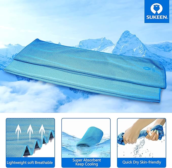 Sukeen 12 Pack Cooling Sports Towel Bulk (40"x12"), Quick-Drying Neck Cooling Wraps, Soft & Breathable Microfiber Ice Towel for Athletes, Sports Fitness Enthusiasts in Gym, Workers in Outdoor Summer