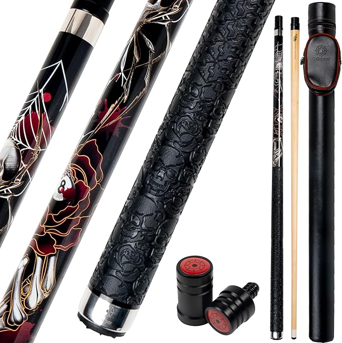 Collapsar CBP Pool Stick with 1X1 Hard Case,13mm Tip with Low Deflection Technology Billiard Cue,58" 2-Pieces 19-21 oz Professional Pool Cue Set