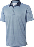 Men's Golf Polo Shirts Short Sleeve Striped Performance Moisture Wicking Dry Fit Golf Shirts for Men