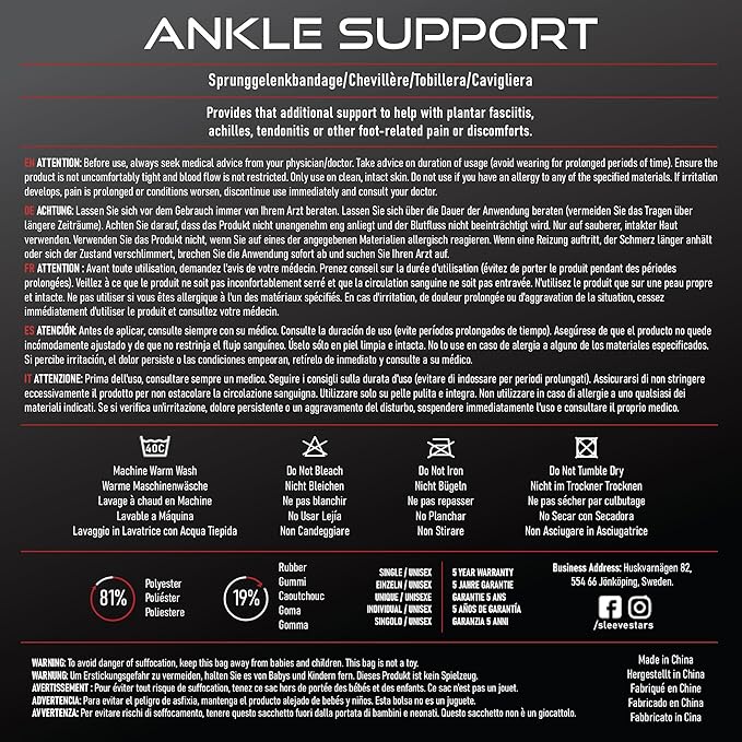 Sleeve Stars Ankle Brace for Women & Men, Ankle Wrap for Sprain, Compression Sleeve for Plantar Fasciitis Relief, Easy Customizable Support: w/ Removable Strap (Single/M:10"-12"/Turquoise)