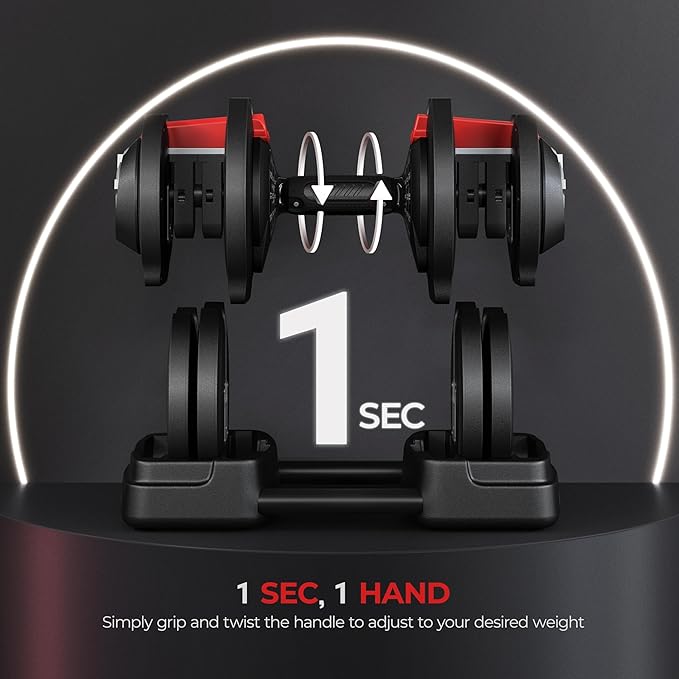 Yaheetech Adjustable Dumbbell Set Free Weight Dumbbells 40lbs/52.5lbs/90lbs Fast Adjust Dumbbells Dumbbell Weight Set, with Tray for Men/Women Strength Training Equipment