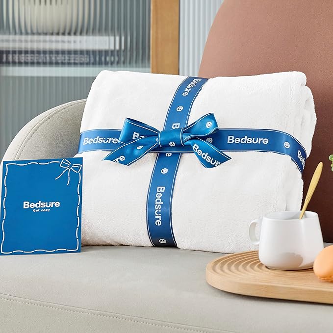 Bedsure Fleece Blanket California King White - Lightweight Plush Fuzzy Cozy Soft Bed Blankets, 102x96 inches