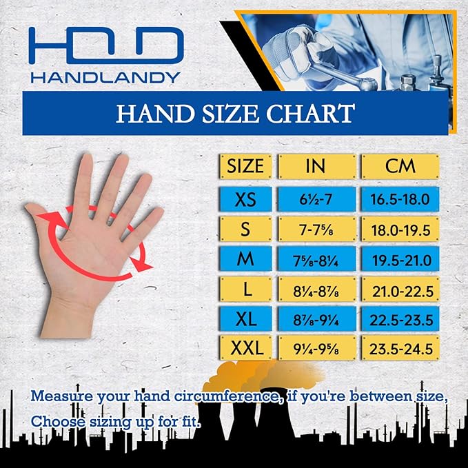HANDLANDY Fingerless Work Gloves for Men, Half Finger Working Glove Grip Shock-Absorbing Breathable Uwrist TPR Anti-collision Gloves for Mens & Women (M)