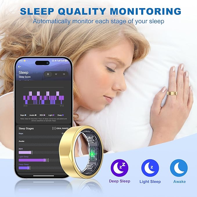 Smart Ring for Women & Men-Size First Before You Buy, No APP Subscription,7-10 Days of Use,Sleep|Activity|Stress|Heart Rate Tracker, Compatible with iOS and Android (Rose Gold, 9)