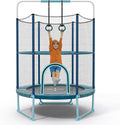 GYMAX 5FT Trampoline for Kids, ASTM Approved with Safety Net & Kitten Trapeze Rings, Indoor/Outdoor