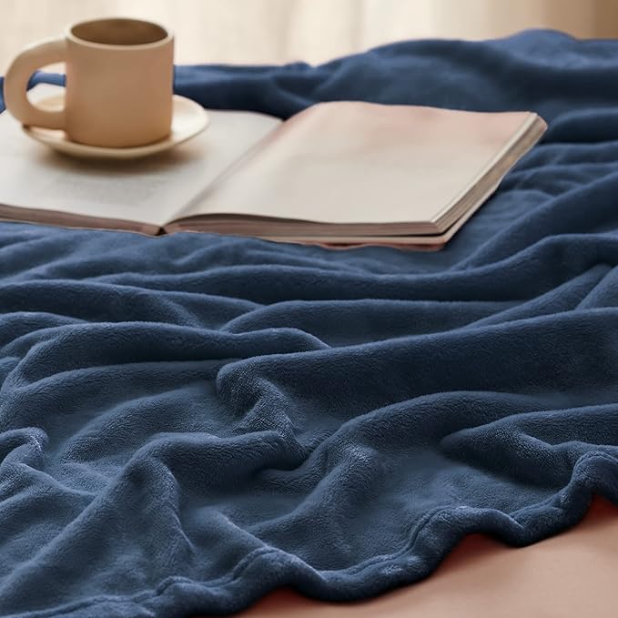 Bedsure Fleece Blanket Twin Size Mineral Blue - 300GSM Lightweight Plush Fuzzy Cozy Soft Warm Blanket for Bed, Sofa, Couch, Travel, Camping, 60x80 inches