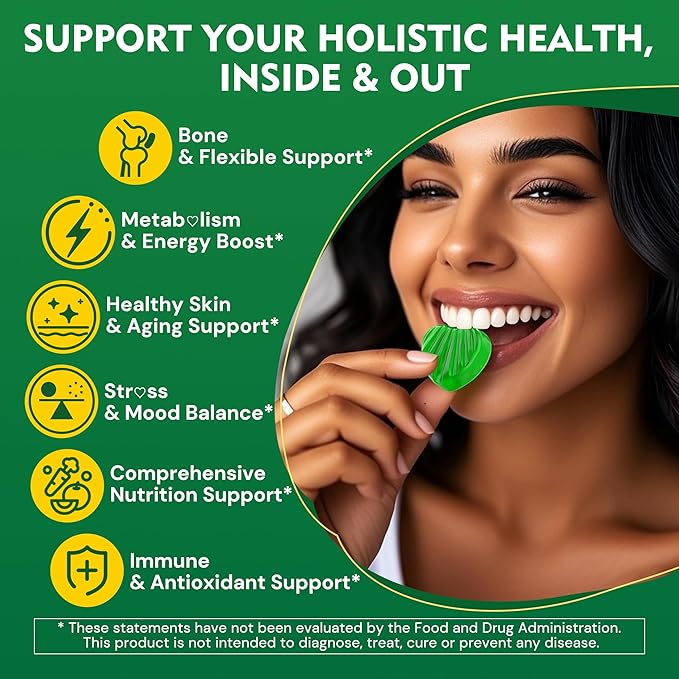Organic Moringa Gummies 1000mg - Whole Food Green Superfood, Rich in Vegan Protein, Fiber, B-Complex, Potassium, Magnesium, Calcium - w/Spirulina, Saffron, Ashwagandha for Energy & Gut Health, 120Cts
