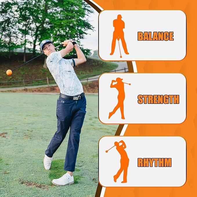 Orange Whip Golf Swing Trainer Aid Patented & Made in USA for Improved Rhythm, Flexibility, Balance, Tempo, and Strength *American Made*