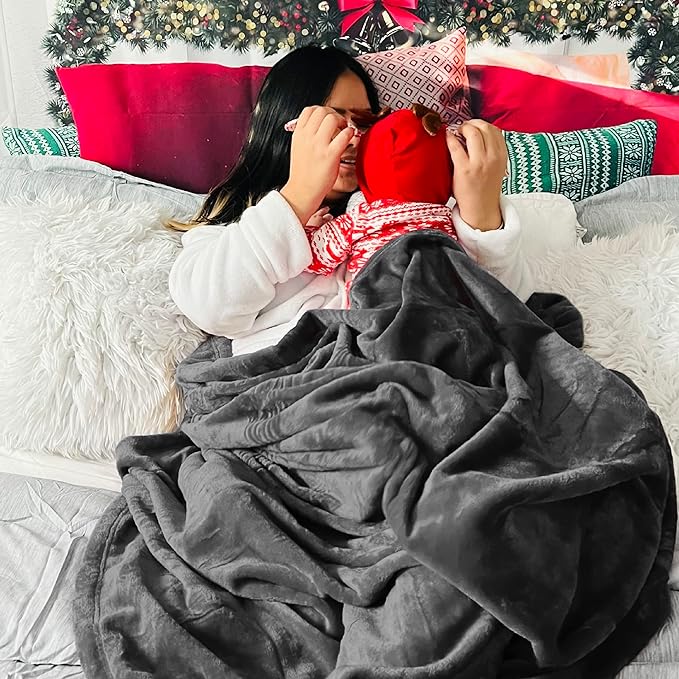 Bedsure Fleece Blankets Queen Size Dark Grey - Bed Blanket Soft Lightweight Plush Fuzzy Cozy Luxury Microfiber, 90x90 inches
