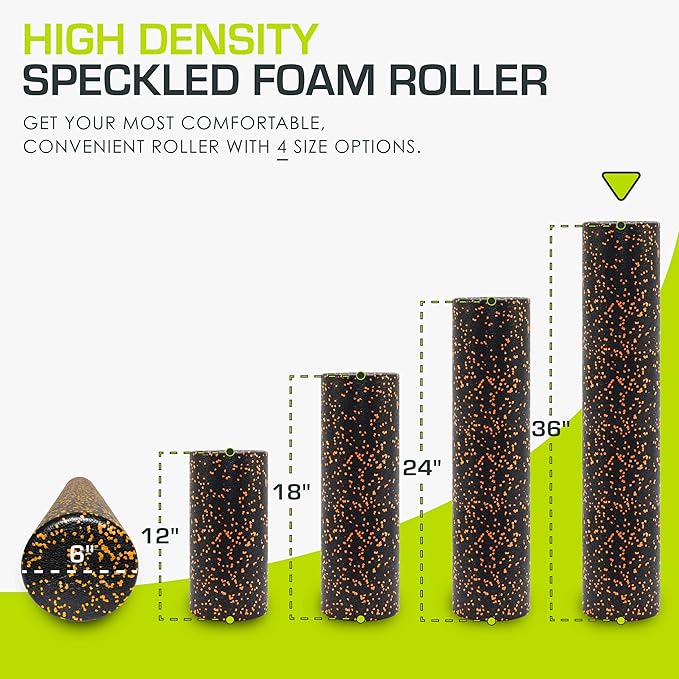 ProsourceFit High Density Foam Rollers 18 to 36 - inches Long, Firm Full Body Athletic Massage Tool for Back Stretching, Yoga, Pilates, Post Workout Muscle Recuperation