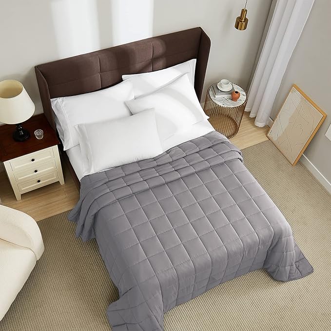 L'AGRATY Weighted Blanket - 88"x104" 30lbs Cooling Breathable Heavy Blanket Microfiber Material with Glass Beads for Adult All-Season Summer Fall Winter Soft Thick Comfort