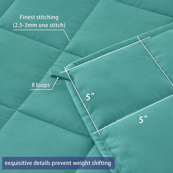 yescool King Size Weighted Blanket for Adults (25 lbs, 80” x 87”, Teal) Cooling Heavy Blanket for Sleeping Perfect for 240-260 lbs, Breathable Blanket for Adults & Couple All Season, Machine Washable