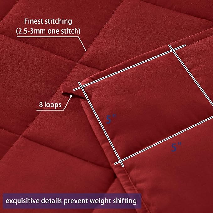 yescool Weighted Blanket for Adults (10 lbs, 48" x 72", Red) Cooling Heavy Blanket for Sleeping Perfect for 90-110 lbs, Twin Size Breathable Blanket with Premium Glass Bead, Machine Washable