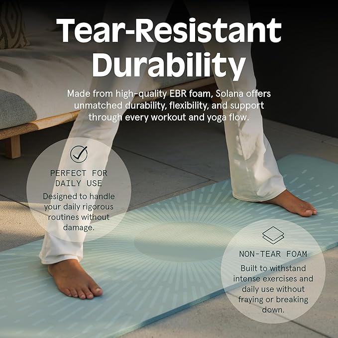 Retrospec Solana Yoga Mat 1" Thick w/Nylon Strap for Men & Women - Non Slip Exercise Mat for Home Yoga, Pilates, Stretching, Floor & Fitness Workouts - Blue Lagoon