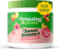Amazing Grass Sweet Greens and Superfoods Powder for Digestive Health, Greens Powder, Digestive Enzymes, Probiotics, Spirulina, Chlorella, Peach Hibiscus, 30 Servings