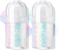 2 Colors Roll-on Body Glitter Gel, Holographic Glitter Gel Under Light for Face Hair, Body Shimmer for Rave Accessories Christmas New Year Halloween Makeup (8+12)
