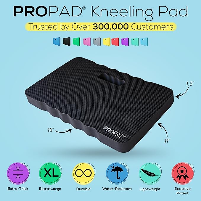 Thick Kneeling Pads, Garden Kneeler for Gardening, Bath Kneeler for Baby Bath, Kneeling Mat for Yoga, Knee Pad for Work, Floor Foam Pad, Extra Large (XL) 18 x 11 x 1.5 Inches, Black (Pack of 2)