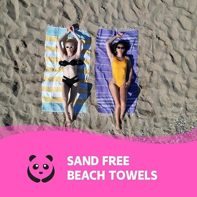 HAVLULAND Turkish Beach Towels Oversized -100% Turkish Cotton Super Soft Lightweight - Absorbent and Quick Drying Bath Towel - Sand Free Beach Towel - Turkish Towels for Adults (Teal, 6 Pack)